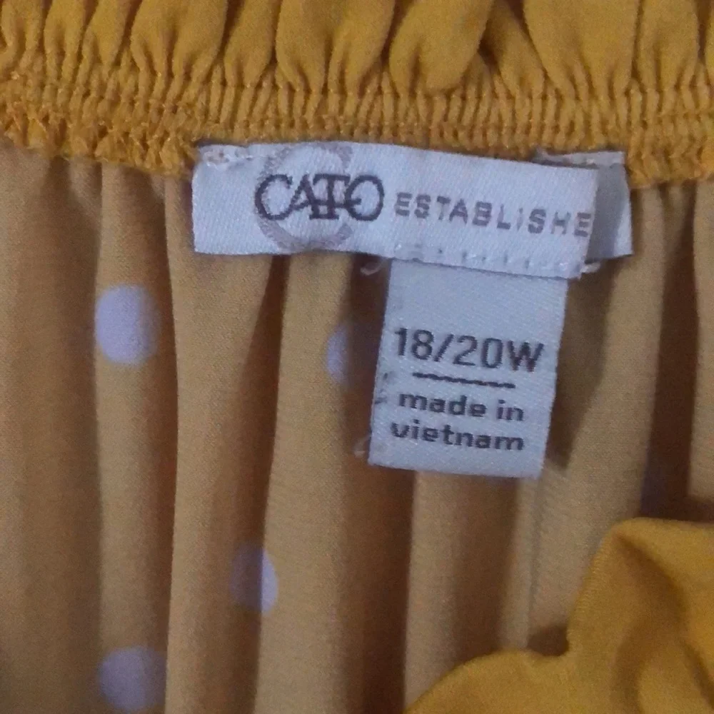 Woman’s Polkadot feminine spring yellow dainty office siren ruffled blouse top - Picture 9 of 12